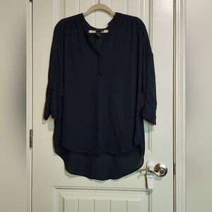 Lane Bryant Navy sheer 3/4 sleeve top  Sz. 14/16